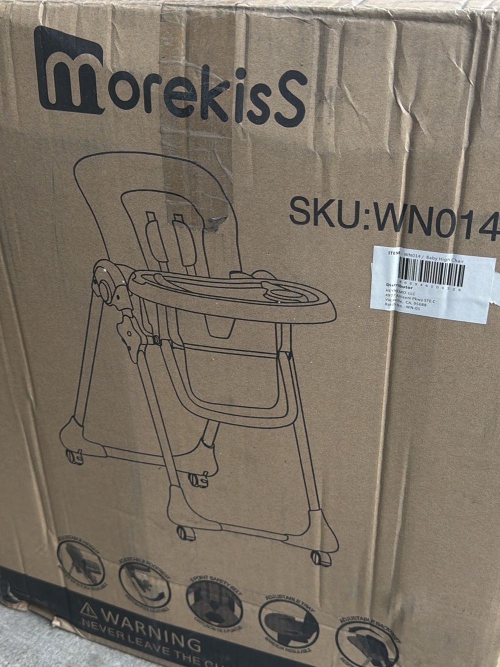 Kids High Chair in gray blue - Comfortable Feeding Seat foldable